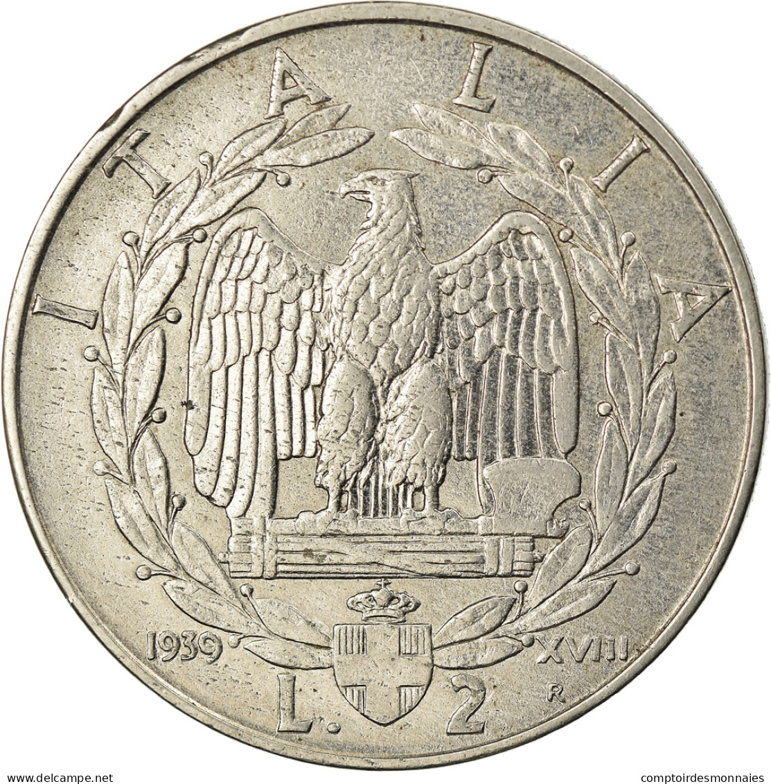 Monnaie, Italie, Vittorio Emanuele III, 2 Lire, 1939, Rome, TTB+, Stainless - 2 Liras