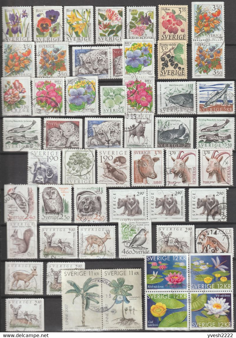 Suède, Petit Lot De Timbres, Faune Et Flore. Fleurs, Animaux - Colecciones