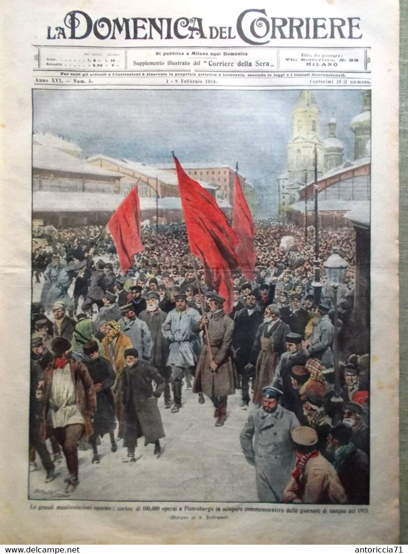 La Domenica Del Corriere 1 Febbraio 1914 Gambardella Tiberina Leonardo Albania - War 1914-18