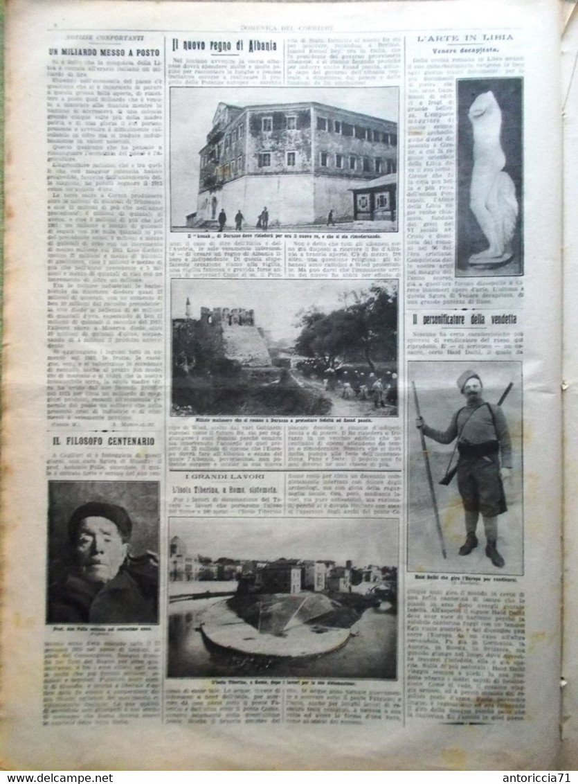 La Domenica Del Corriere 1 Febbraio 1914 Gambardella Tiberina Leonardo Albania - Guerre 1914-18