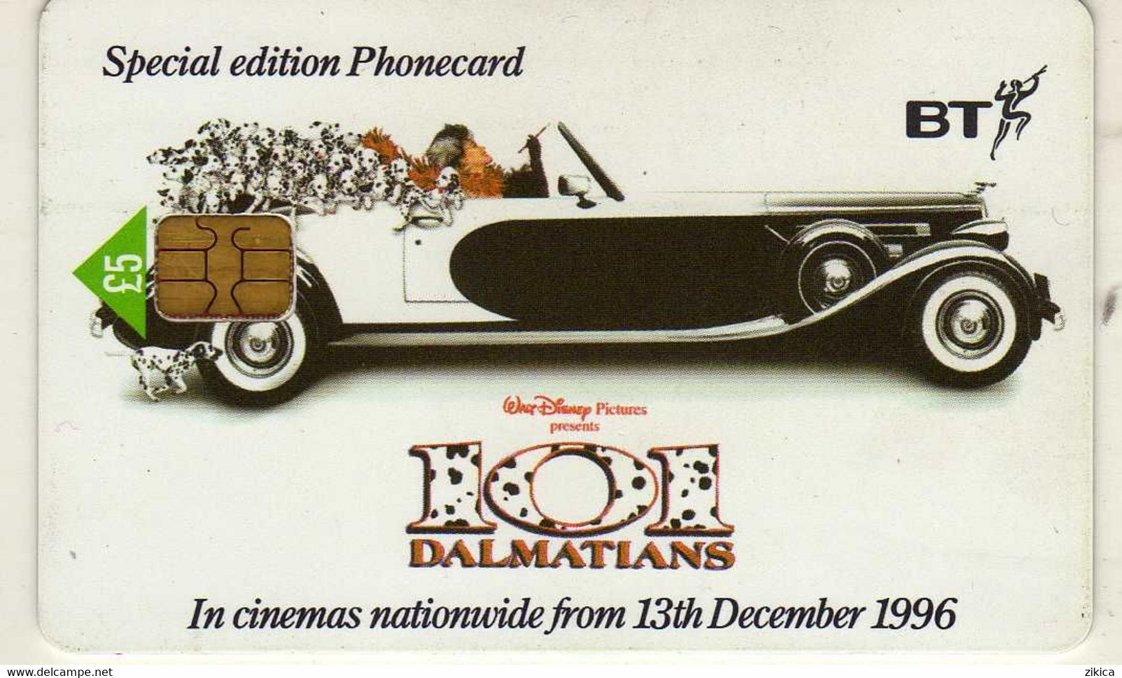 Phonecard - United Kingdom - BT - British Telecom - Special Edition - 101 Dalmatians,Dogs,Cars,Rolls-Royce,film,cinema - Altri & Non Classificati