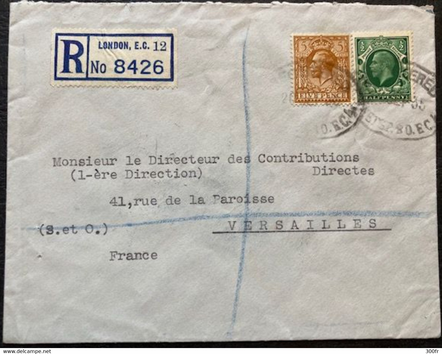 1935 LETTRE RECOMMANDEE REGISTERED COVER LONDON TO VERSAILLES FRANCE - Ohne Zuordnung