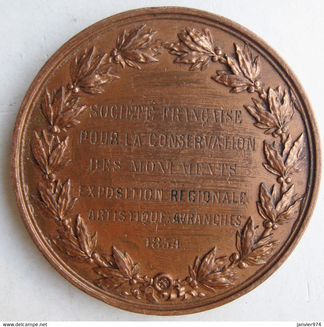 Médaille Société Française Conversation Des Monuments 1854, Attribuée à Théberge Architecte à Avranches - Professionals / Firms