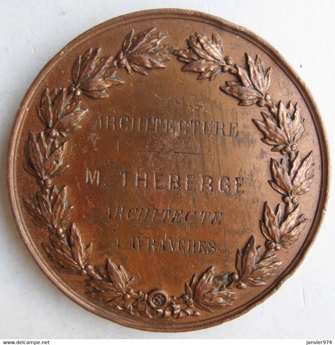 Médaille Société Française Conversation Des Monuments 1854, Attribuée à Théberge Architecte à Avranches - Professionals/Firms
