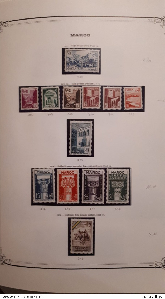 MAROC. Collection entre 1891 et 1982, 1200 Timbres ** ; qqs * ; qqs Ob sur l'ancien suivant scans.(cote 4200 eu)