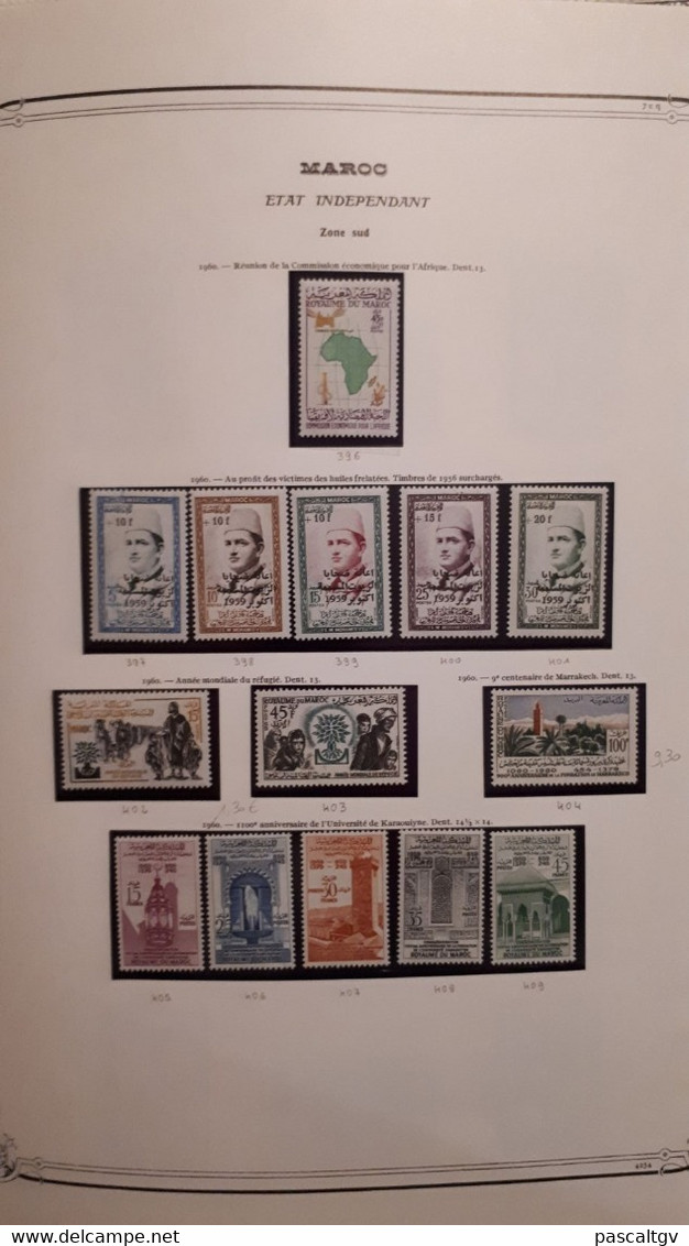 MAROC. Collection entre 1891 et 1982, 1200 Timbres ** ; qqs * ; qqs Ob sur l'ancien suivant scans.(cote 4200 eu)