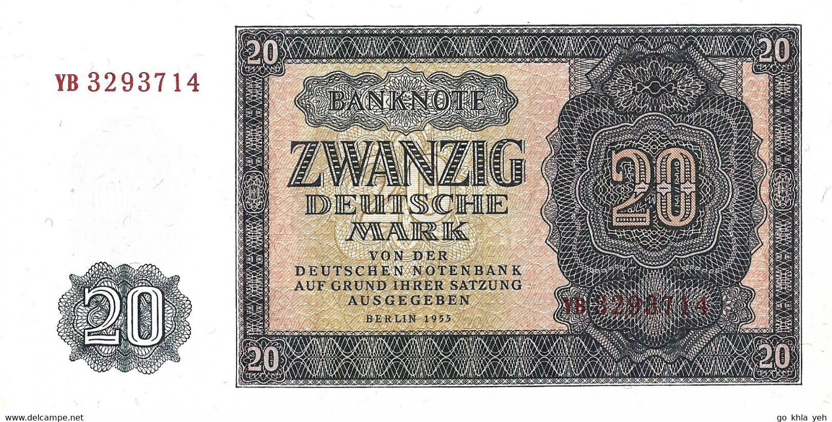 REPUBLIQUE DEMOCRATIQUE ALLEMANDE 1955 20 Deutsche Mark - P.19a Neuf UNC - 20 Deutsche Mark