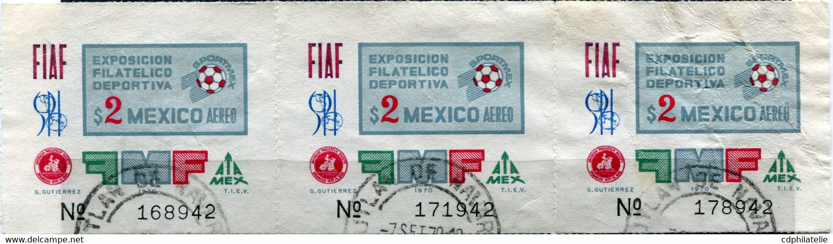 MEXICO 3 VIGNETTES OBLITEREES THEME FOOTBALL - Used Stamps