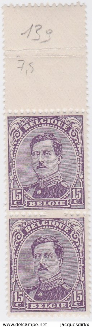 Belgie  .  OBP  .   139-cu  Paire (2 Scans)      .   **   .   Postfris  .  / .  Neuf Avec Gomme Et SANS Charnière - 1915-1920 Albert I