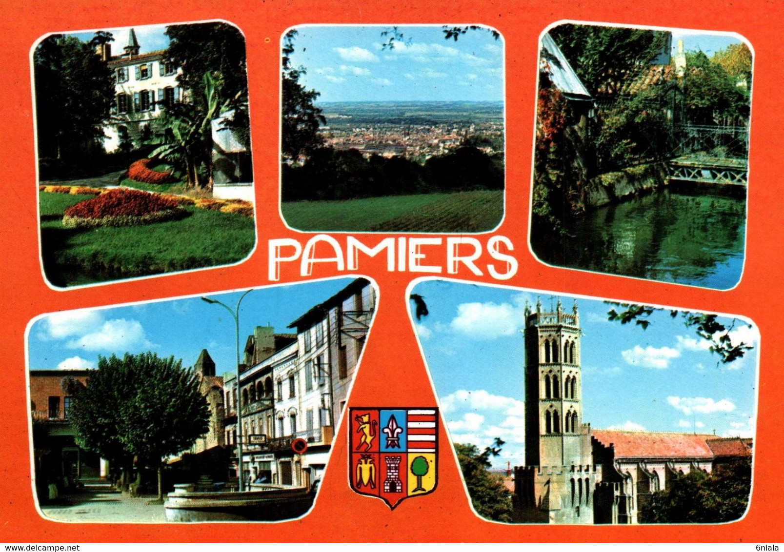 4958 Carte Postale PAMIERS Les Jardins De L'Hôtel De Ville, Square La Poste, Le Clocher Cathédrale,     09 Ariège - Pamiers