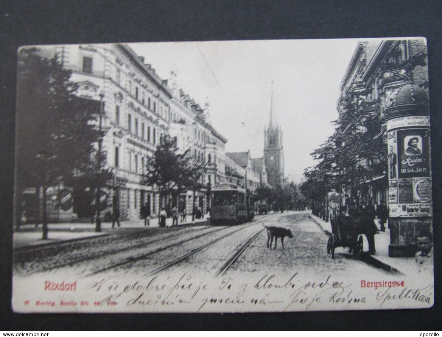 AK BERLIN RIXDORF 1908 Bergstrasse Strassenbahn  //   D*47242 - Rixdorf