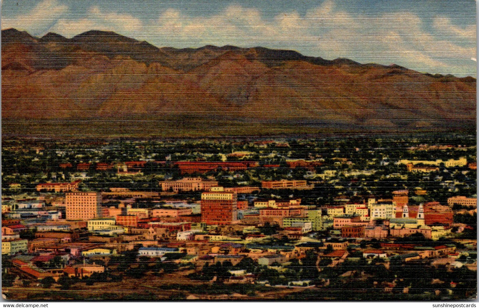 Arizona Tucson As Seen From "A" Mountain Curteich - Tucson