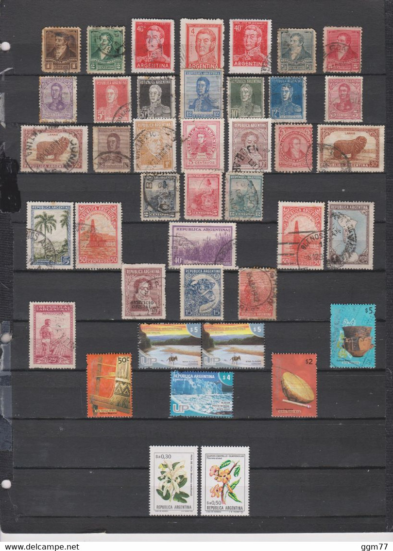 40 TIMBRES ARGENTINE OBLITERES & NEUFS** & SANS GOMME DE 1889 à 2009              Cote : 26,65 € - Used Stamps