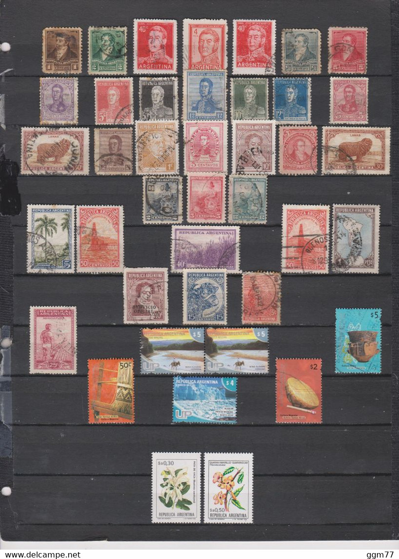 40 TIMBRES ARGENTINE OBLITERES & NEUFS** & SANS GOMME DE 1889 à 2009              Cote : 26,65 € - Usados