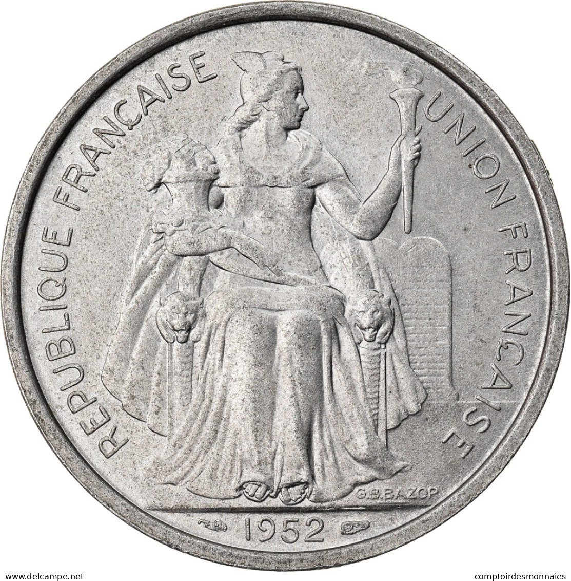 Monnaie, Nouvelle-Calédonie, 5 Francs, 1952, Paris, SUP, Aluminium, KM:4 - Nieuw-Caledonië