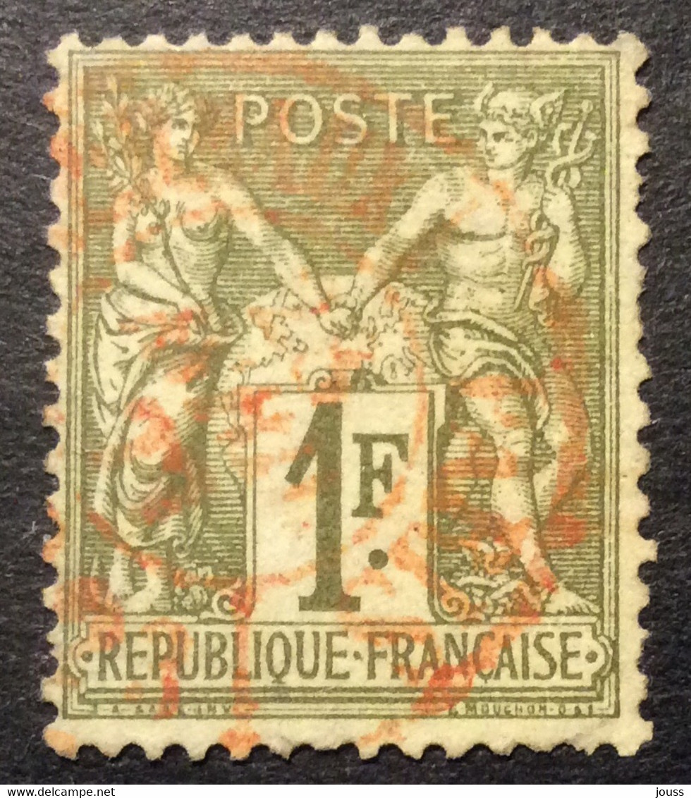 1f 1 N°72 Sage 1f Rouge Des Journaux 23/4/77 - 1876-1878 Sage (Typ I)