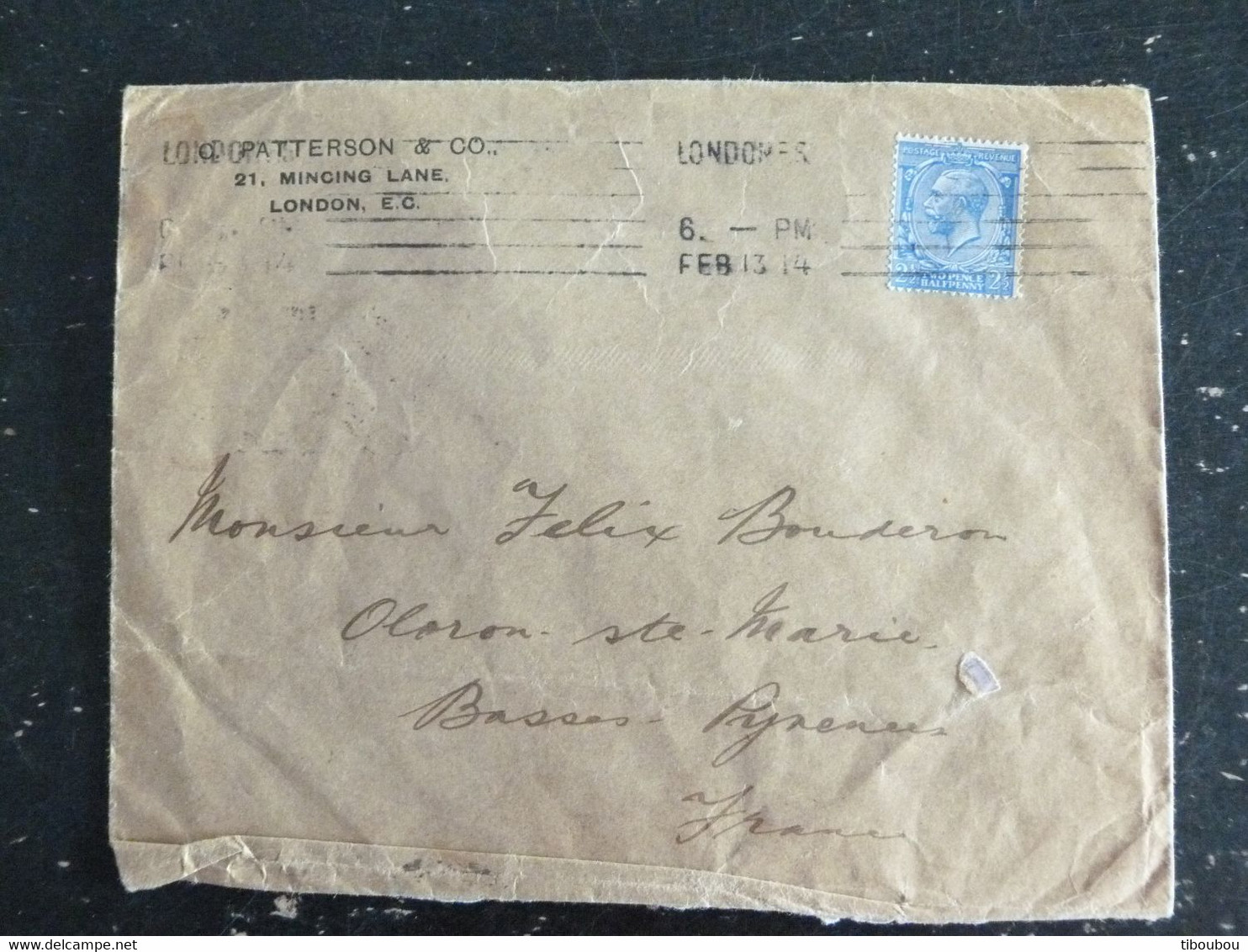 LETTRE GRANDE BRETAGNE GREAT BRITAIN AVEC YT 143 GEORGE V - ENTETE C. PATTERSON & CO. - Briefe U. Dokumente