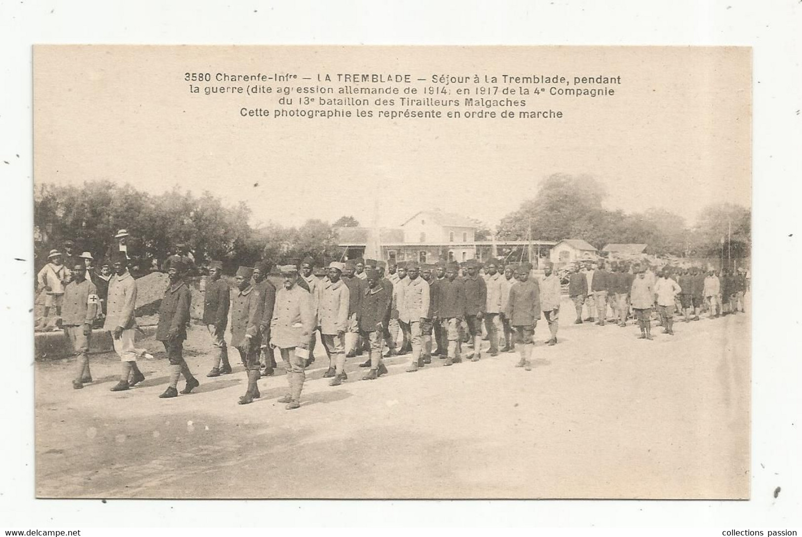 Cp, MILITARIA , Les TIRAILLEURS MALGACHES, 17 , LA TREMBLADE ,1917 , 4 E Compagnie Du 13 E Bataillon , Vierge ,ed. Braun - Personen