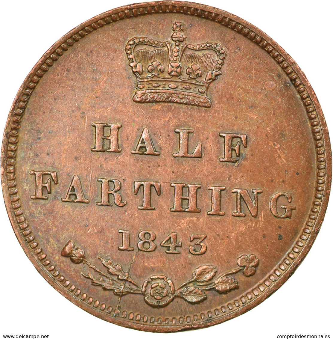 Monnaie, Grande-Bretagne, Victoria, 1/2 Farthing, 1843, Londres, TTB+, Cuivre - Other & Unclassified