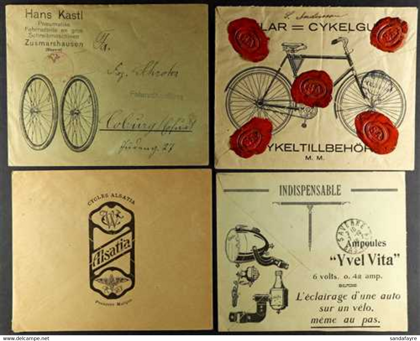 CYCLING ILLUSTRATED ADVERT COVERS 1921-1936 Interesting Group Of Used Printed Covers With Nice Illustrated Cycle Adverts - Zonder Classificatie