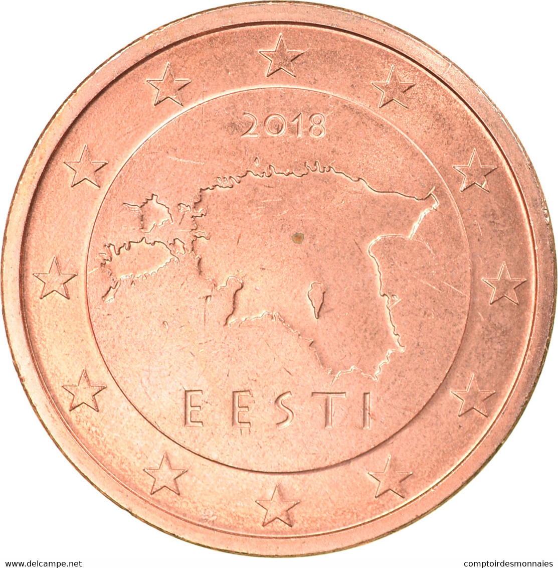 Estonia, 5 Euro Cent, 2018, TTB+, Copper Plated Steel, KM:New - Estonia