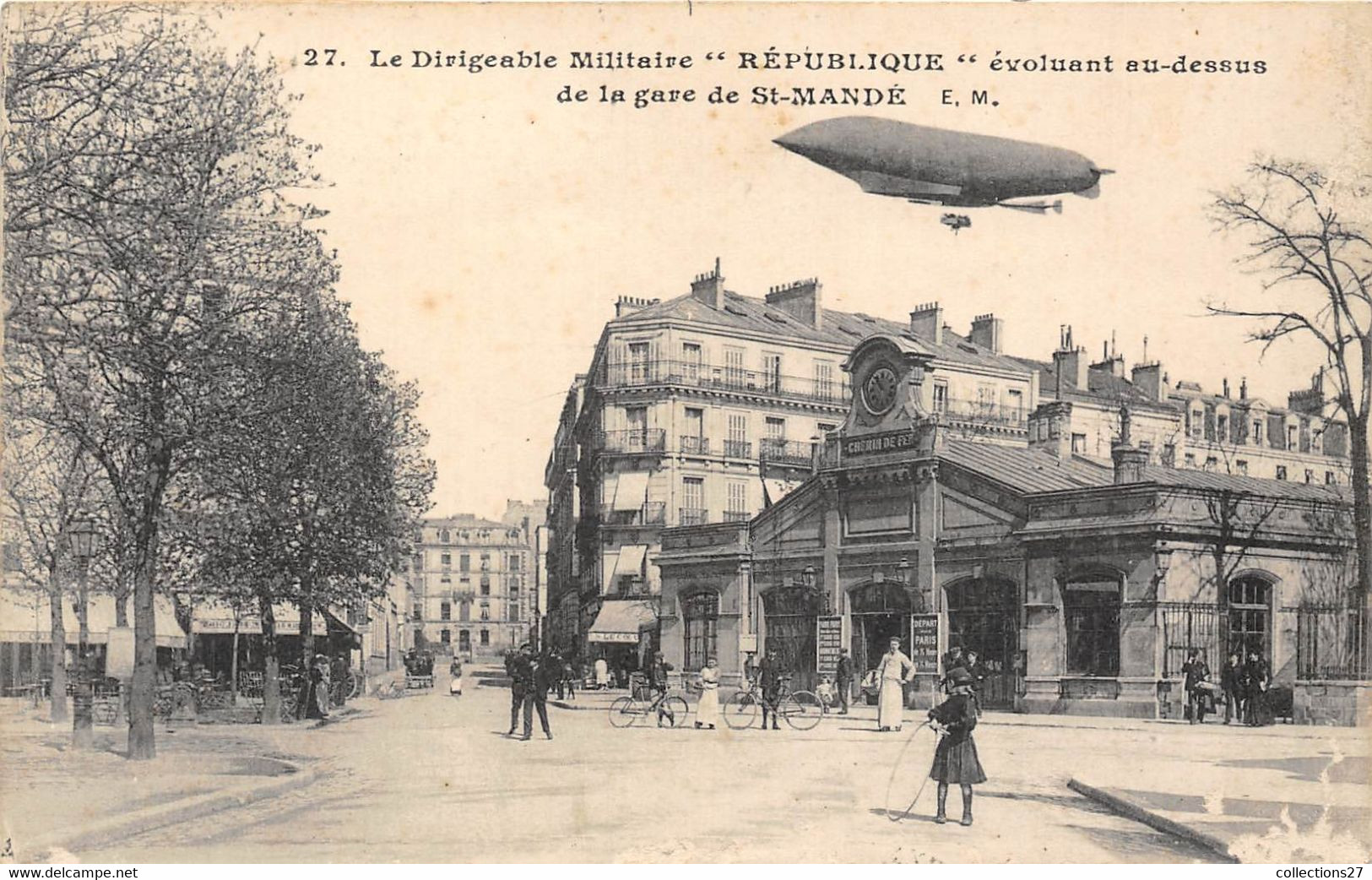 94-SAINT-MANDE- LE DIRIGEABLE MILITAIRE "REPUBLIQUE " EVOLUANT AU-DESSUS DE LA GARE DE ST-MANDE - Saint Mande