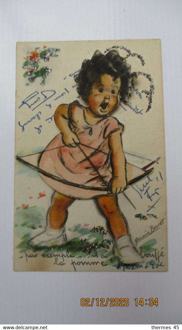 Germaine BOURET / Carte à Système / "Par Exemple...il A Bouffé La Pomme !..." / C.P.utilisée ( 1950 ). - Cartoline Umoristiche