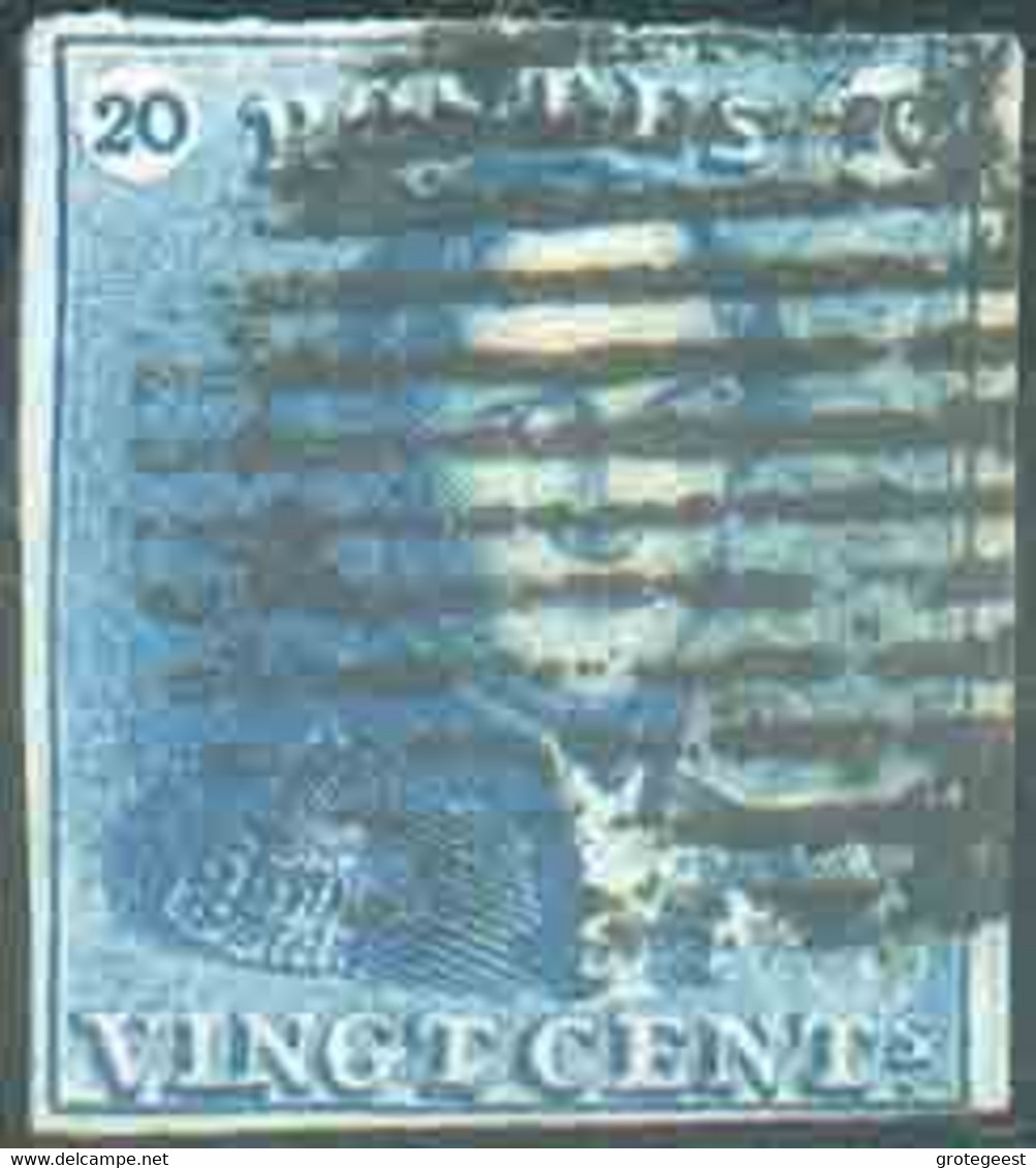 N°2 - Epaulette 20 Centimes Bleu, Bien Margée, Obl. RURALE à 14 Barres idéalement Apposée. - TB - 16597 - 1849 Mostrine