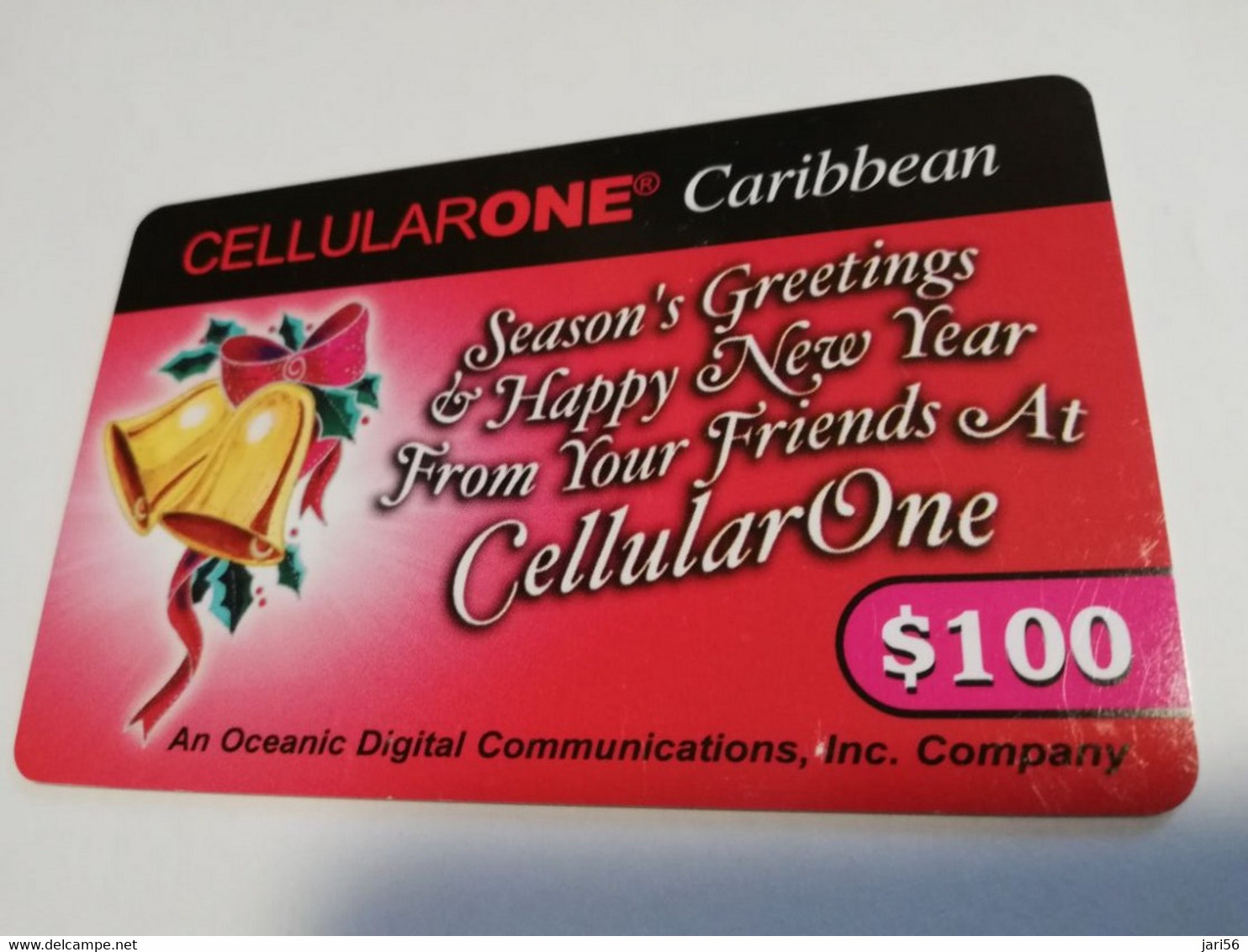 St MAARTEN  Prepaid  $100,- CELLULAIRONE CARIBBEAN   SEASONS GREETINGS        Fine Used Card  **4076** - Antillen (Nederlands)