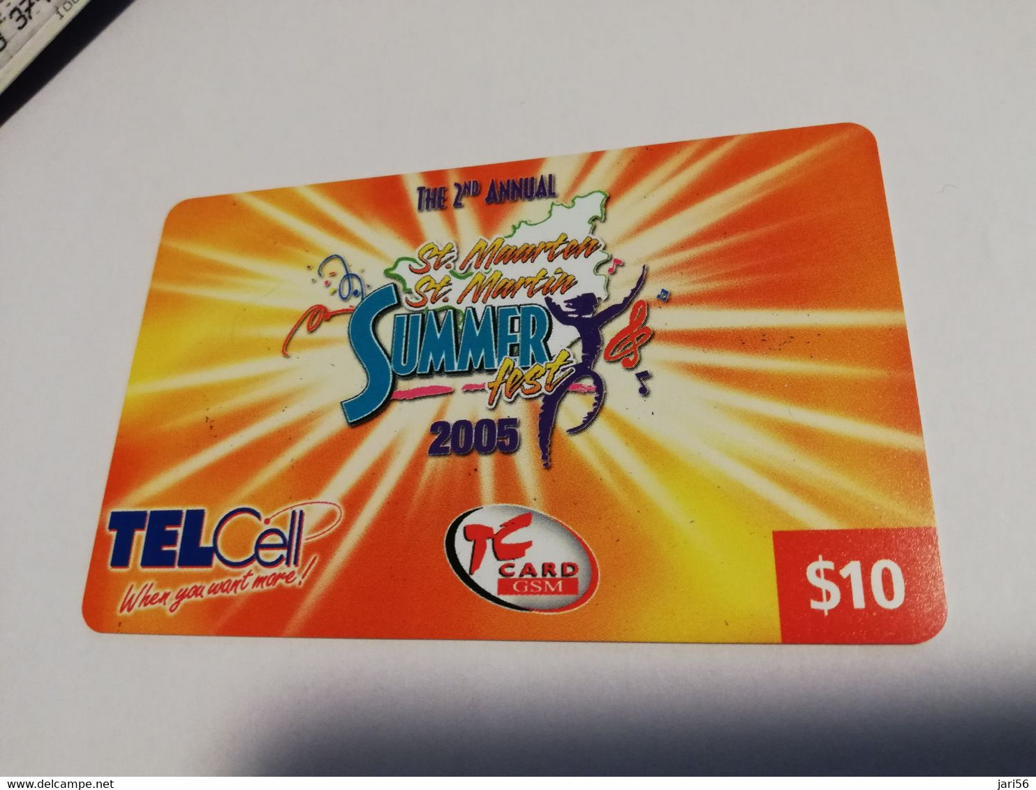 St MAARTEN  Prepaid  $10,- TC CARD/TELCELL SUMMER FEST 2005           Fine Used Card  **4081** - Antille (Olandesi)