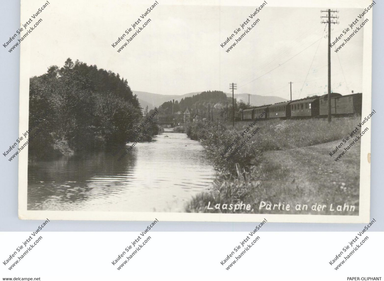 5928 BAD LAASPOHE, Partie An Der Lahn, Eisenbahnlinie, Photo-AK, 1954 - Bad Laasphe