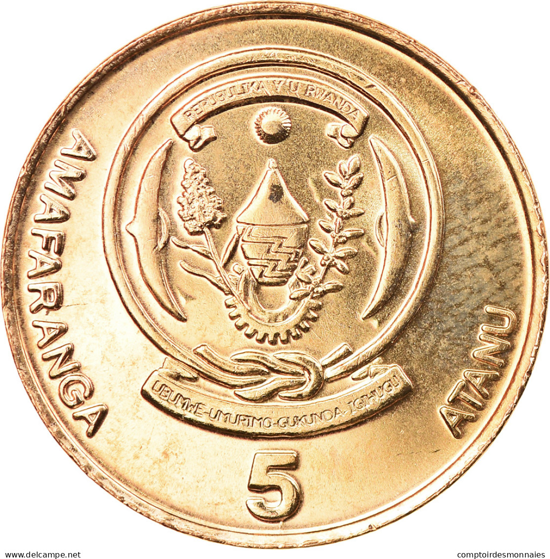 Monnaie, Rwanda, 5 Francs, 2003, SPL, Brass Plated Steel, KM:23 - Rwanda