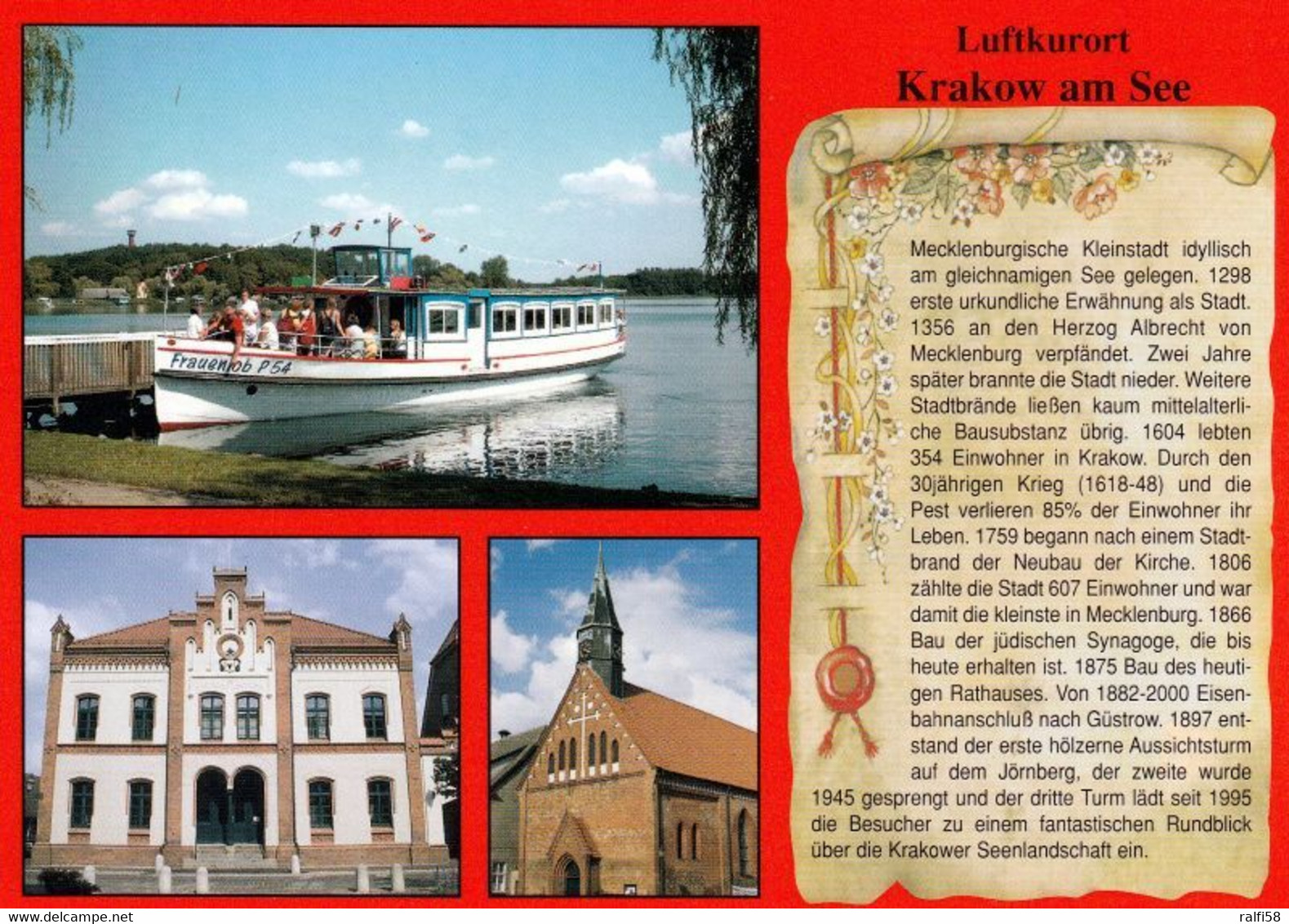 1 AK Germany / Mecklenburg-Vorpommern * Chronikkarte Der Stadt Krakow Am See Mit Rathaus Und Der Stadtkirche * - Krakow