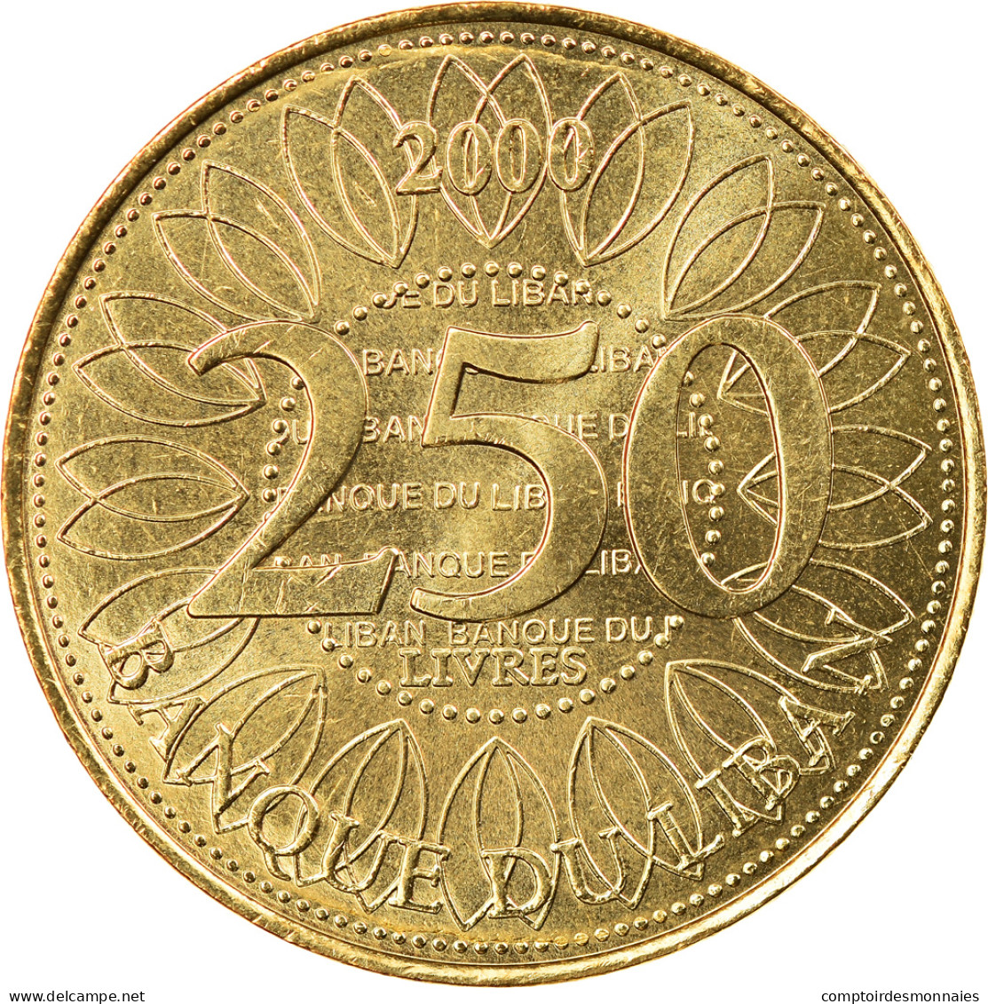 Monnaie, Lebanon, 250 Livres, 2000, SUP, Aluminum-Bronze, KM:36 - Libano