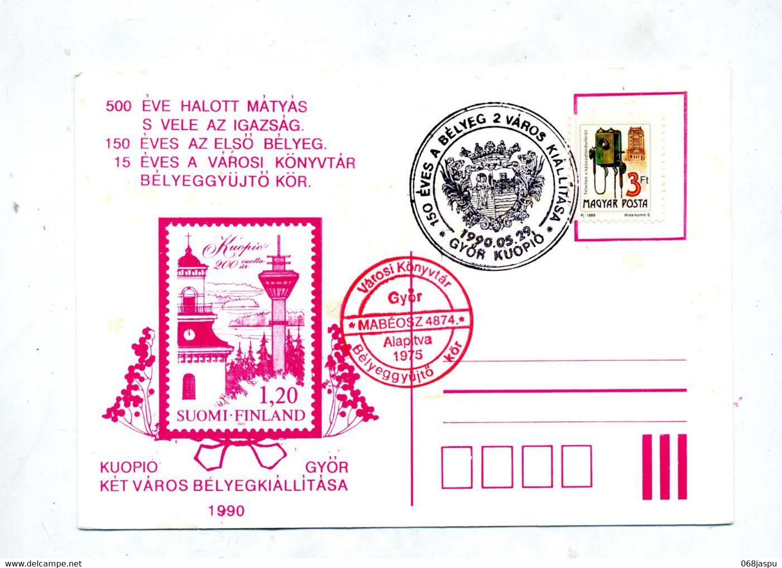 Lettre Cachet Gyor Kuopio 150 Ans Poste - Poststempel (Marcophilie)