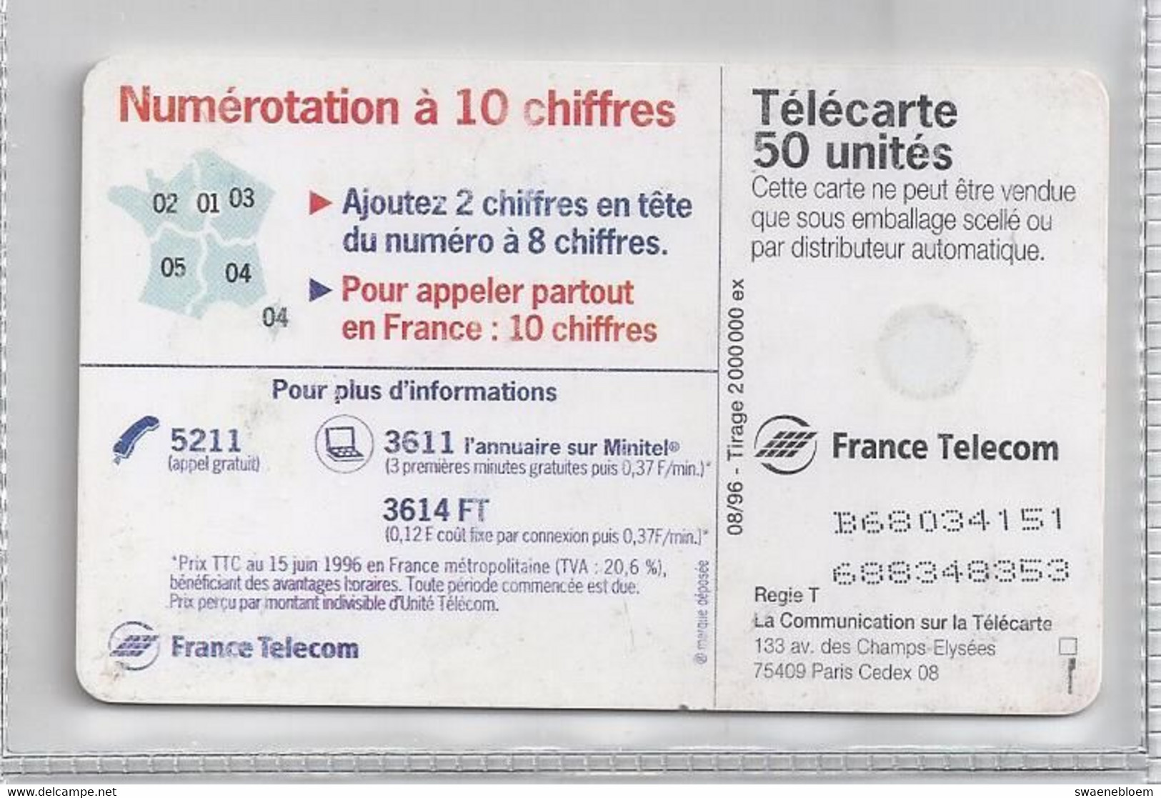 FR.- France Telecom. Télécarte. 18 OCTOBRE 1996 A 23h. 2 CHIFFRES EN TETE, COMMENT LES CONNAITRE?. 50 Unités. - Puzzles