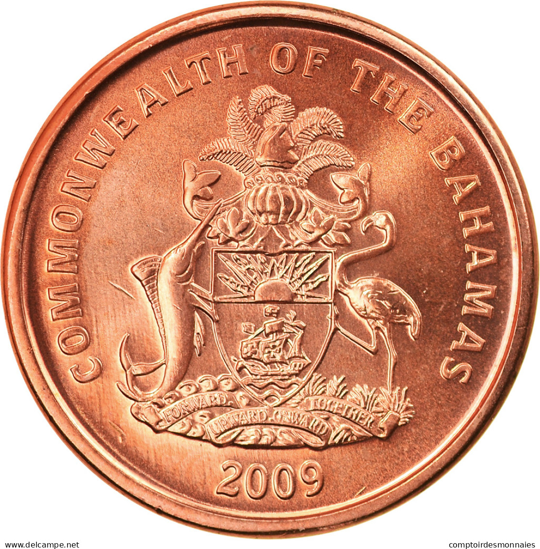 Monnaie, Bahamas, Elizabeth II, Cent, 2009, FDC, Copper Plated Zinc, KM:218.2 - Bahamas