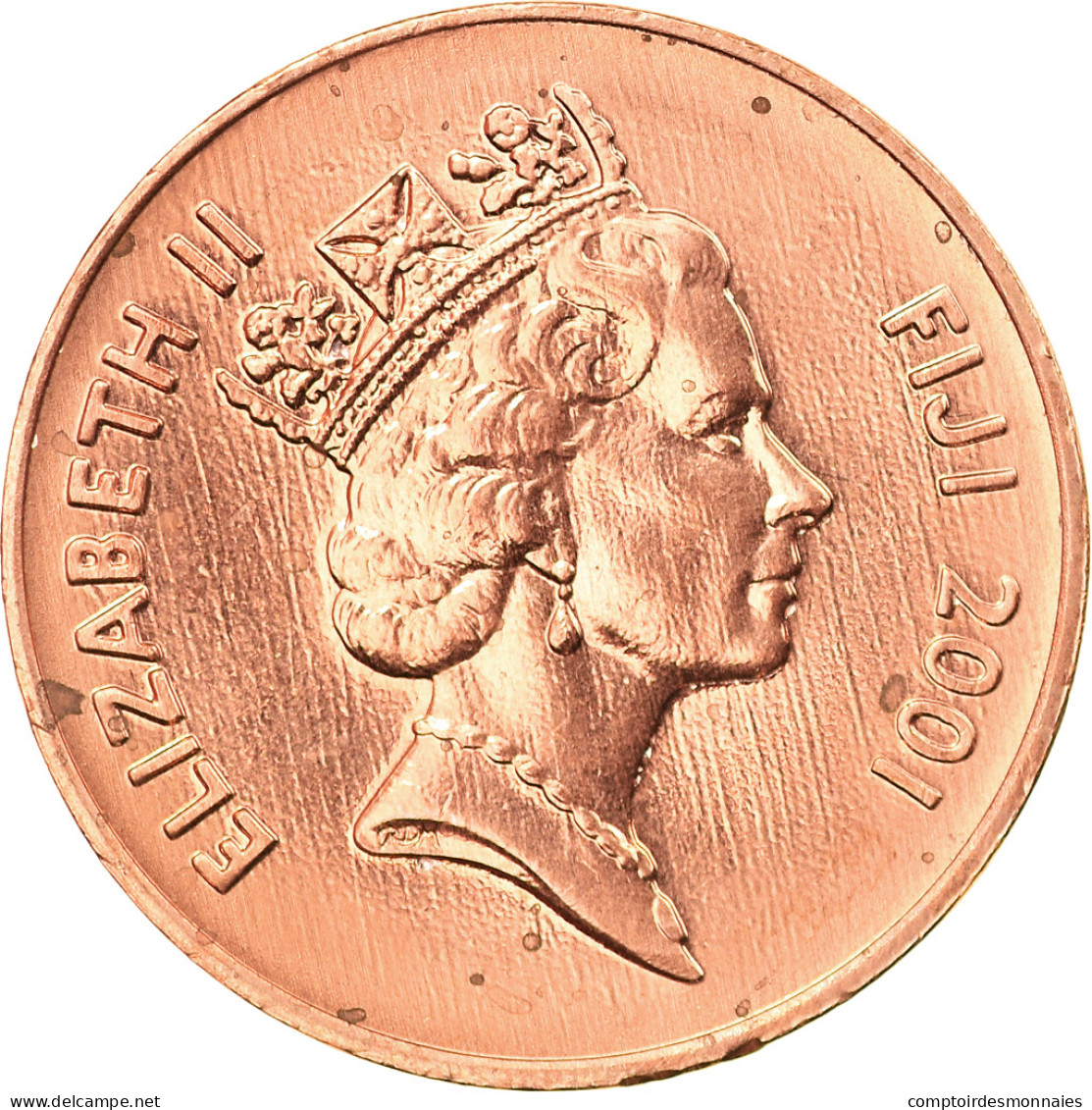 Monnaie, Fiji, Elizabeth II, 2 Cents, 2001, TTB+, Copper Plated Zinc, KM:50a - Fiji
