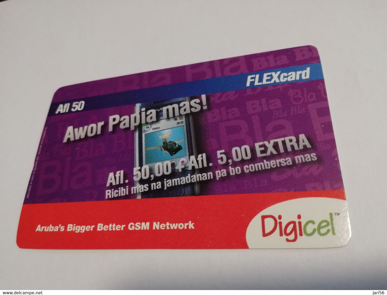 ARUBA PREPAID CARD   FLEX CARD DIGICEL AFL 50,-    16/12/2009    Fine Used Card  **4120** - Aruba