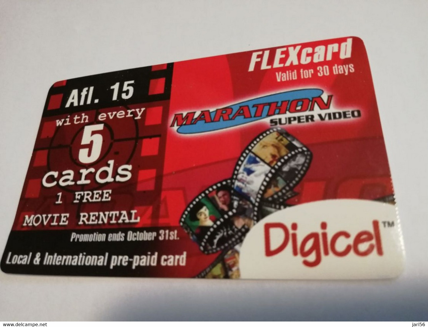 ARUBA PREPAID CARD   FLEX CARD DIGICEL AFL 15,-    17/04/2010    Fine Used Card  **4121** - Aruba