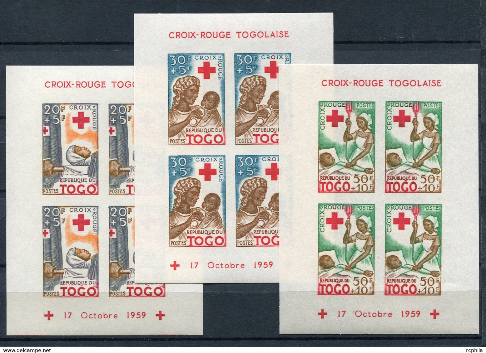 RC 19519 TOGO COTE 22,50€ BF N° 2 / 3 / 4  CROIX ROUGE BLOCS FEUILLETS NEUFS ** MNH TB - Togo (1960-...)