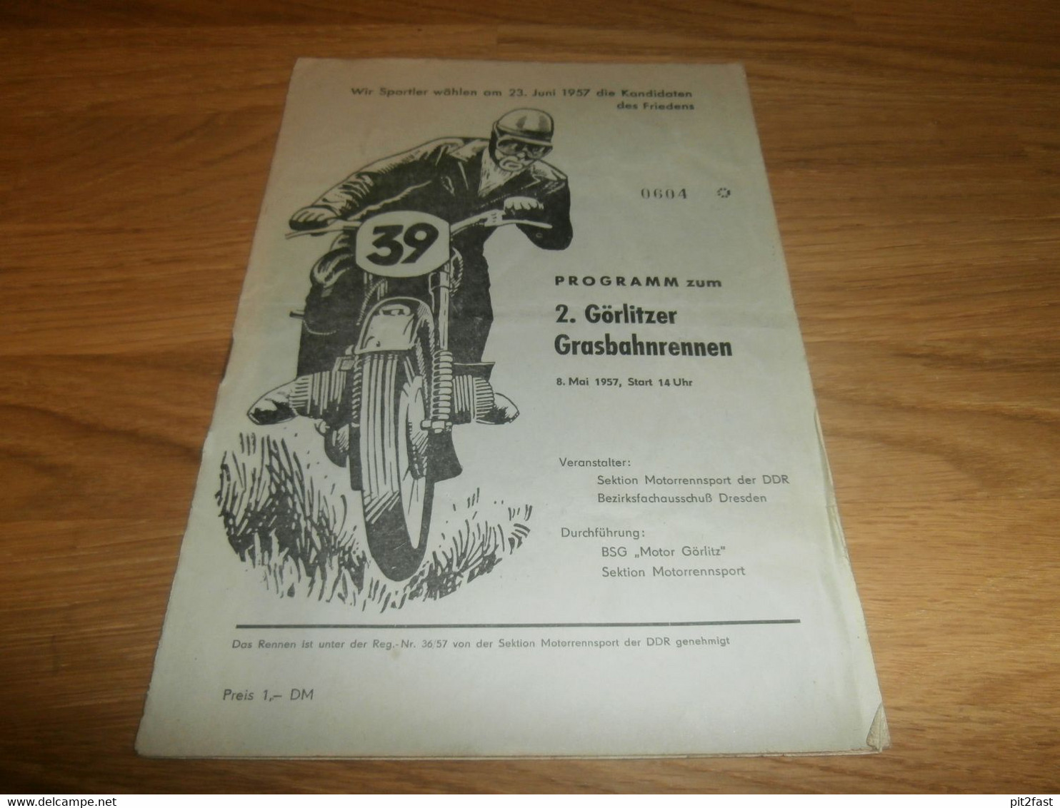 Grasbahn , Görlitz 8.05.1957 , 2. Grasbahnrennen , Speedway , Programmheft / Programm / Rennprogramm , Program !!! - Motor Bikes