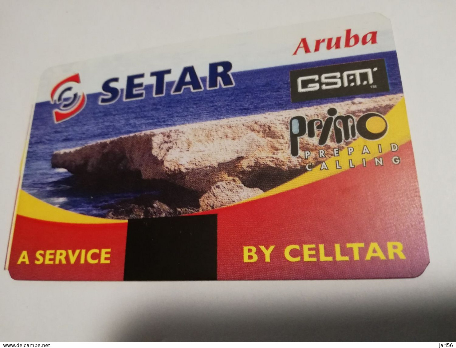 ARUBA PREPAID CARD  SETAR /GSM/PRIMO/BY CELTAR     PRIMO 15/ PAPIAMENTO   Fine Used Card  **4144** - Aruba