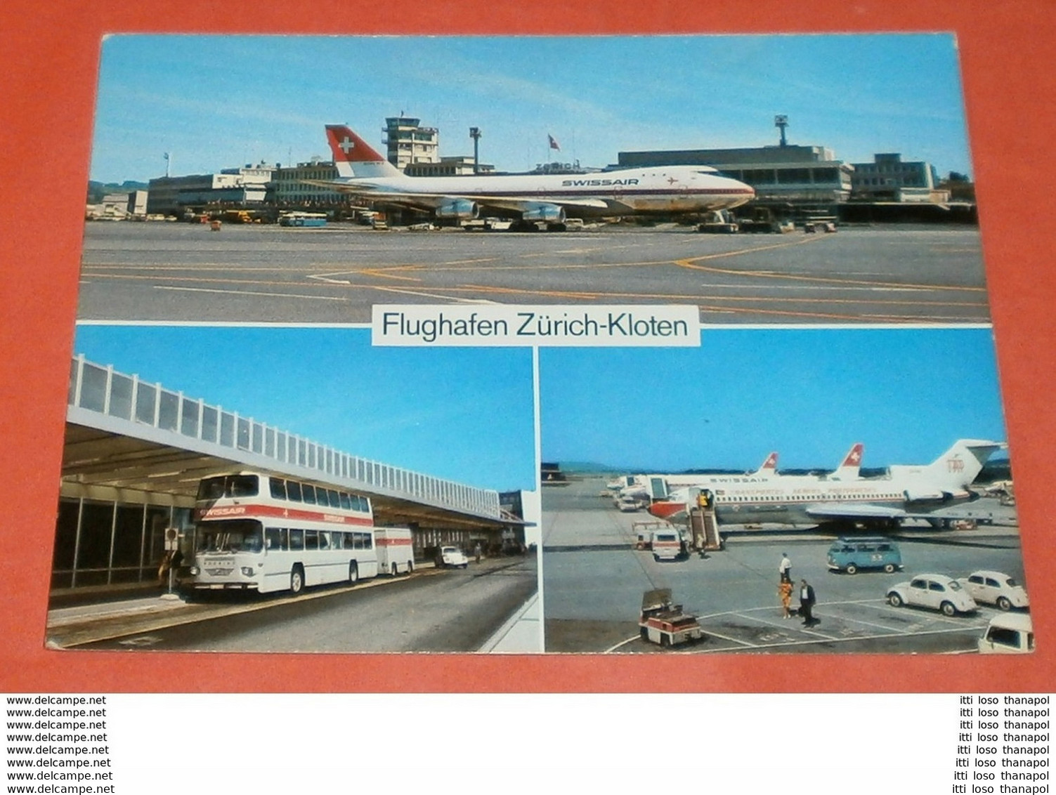 SCHWEIZ - Zürich-KNOTEN - Flughafen  Flugzeug - Bus - Flugzeug Auto's (2 Foto)(7031AK) - Zürich