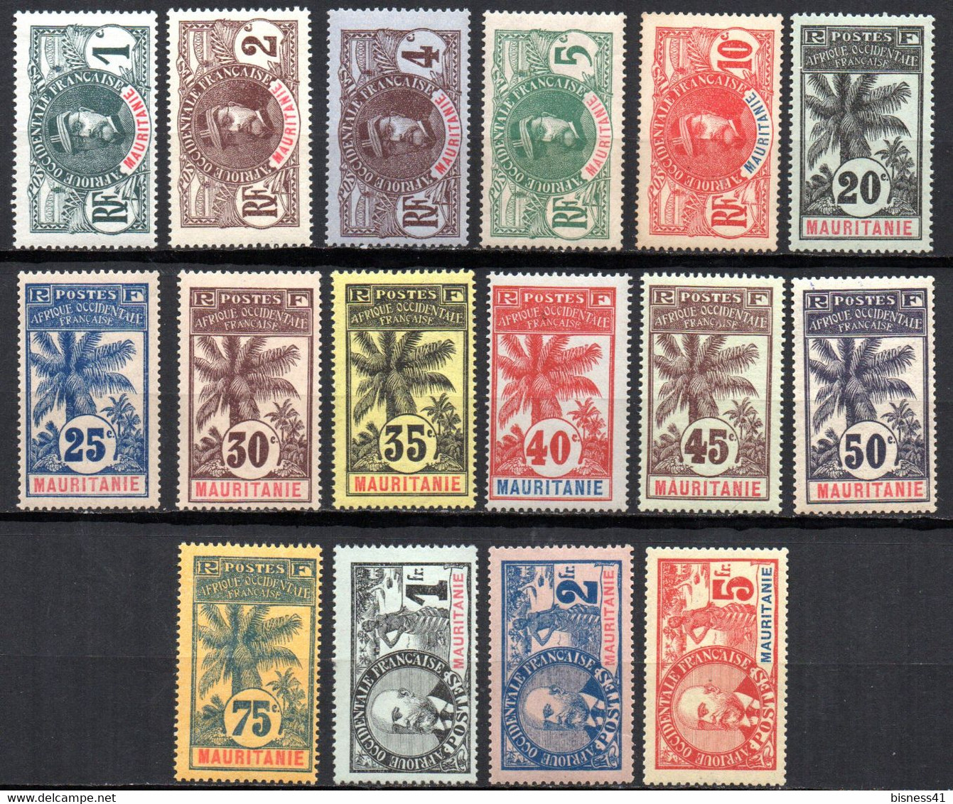 ColTGC  Colonie Palmier Faidherbe Mauritanie N° 1 à 16 Neuf XX MNH Cote 1250,00€ - 1906-08 Palmiers – Faidherbe – Ballay