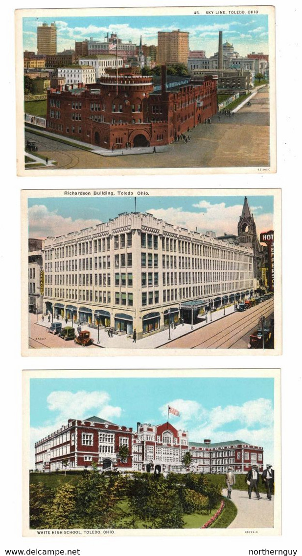 3 Different TOLEDO, Ohio, USA,  Old WB Postcard - Toledo