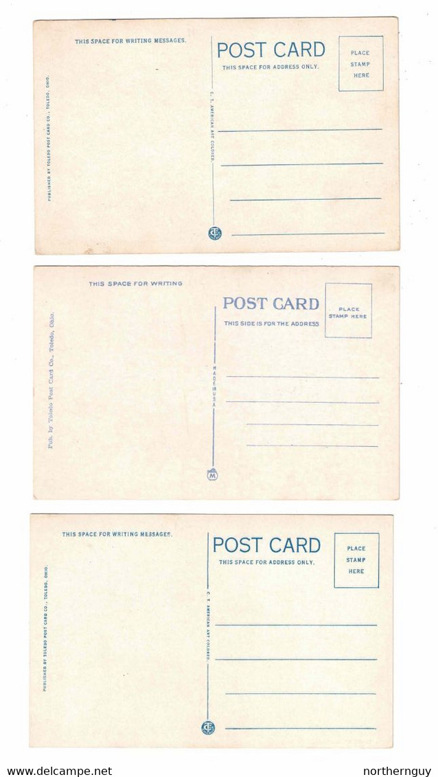 3 Different TOLEDO, Ohio, USA,  Old WB Postcard - Toledo
