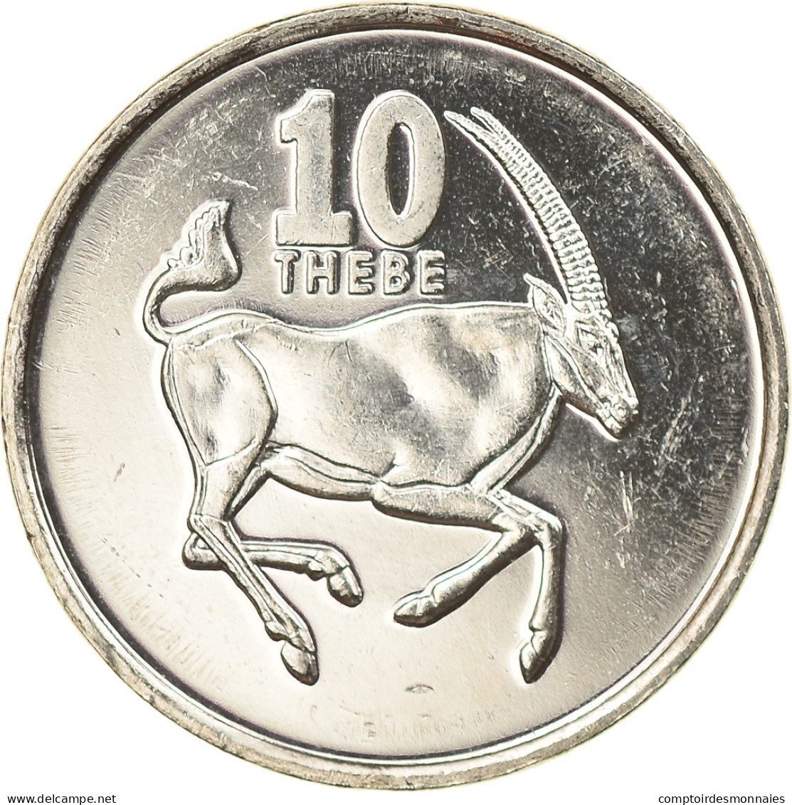 Monnaie, Botswana, 10 Thebe, 2002, British Royal Mint, SPL, Nickel Plated Steel - Botswana