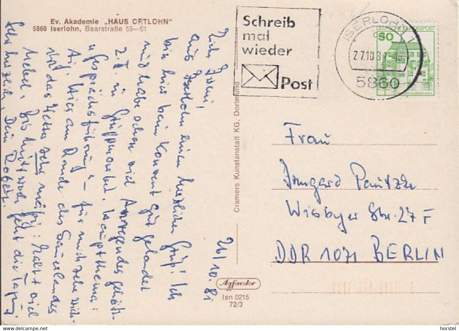 D-58636 Iserlohn - Ev. Akademie "Haus Ortlohn" - Nice Stamp - Iserlohn
