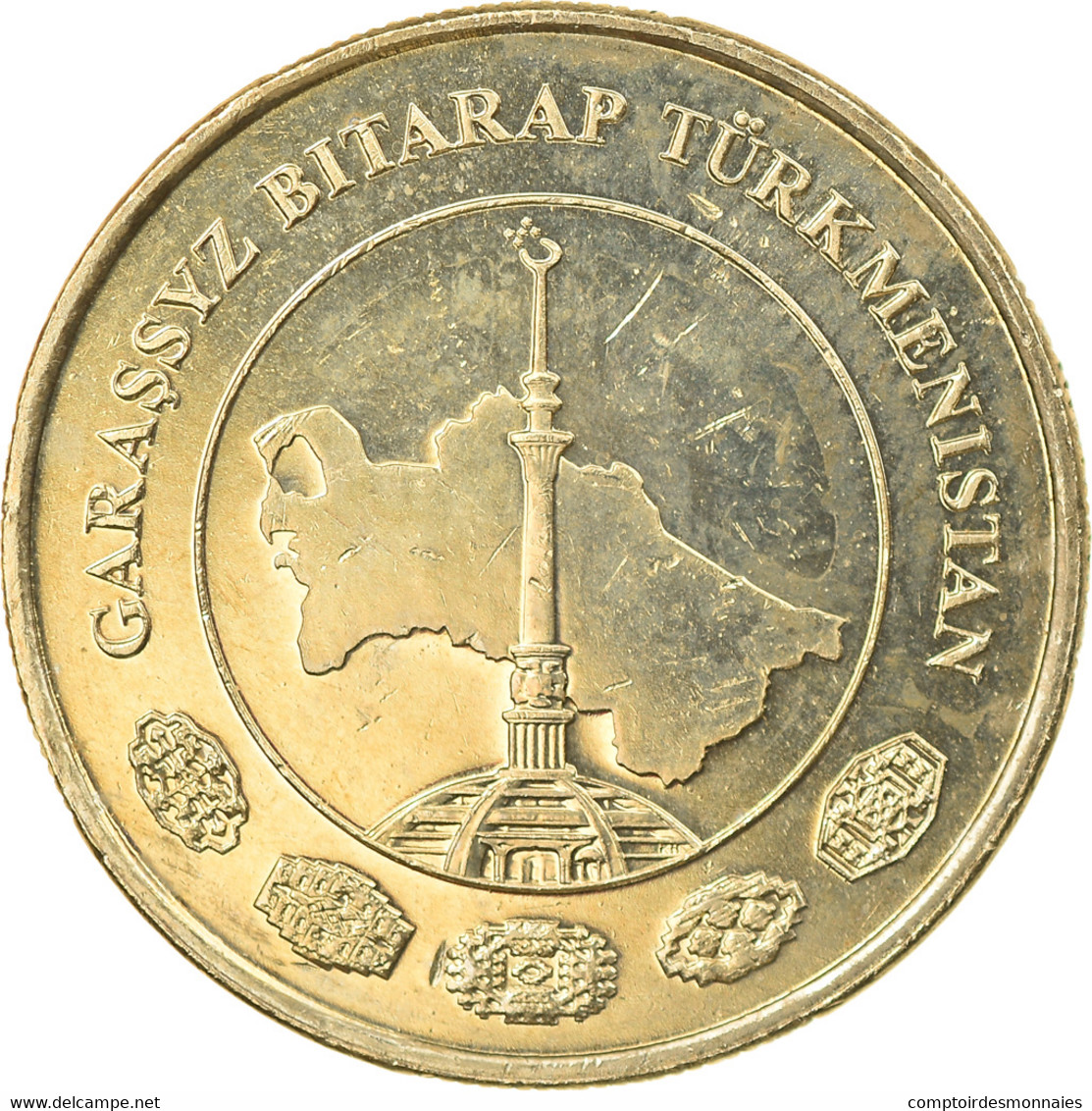 Monnaie, Turkmanistan, 10 Tenge, 2009, TTB+, Laiton, KM:98 - Turkménistan